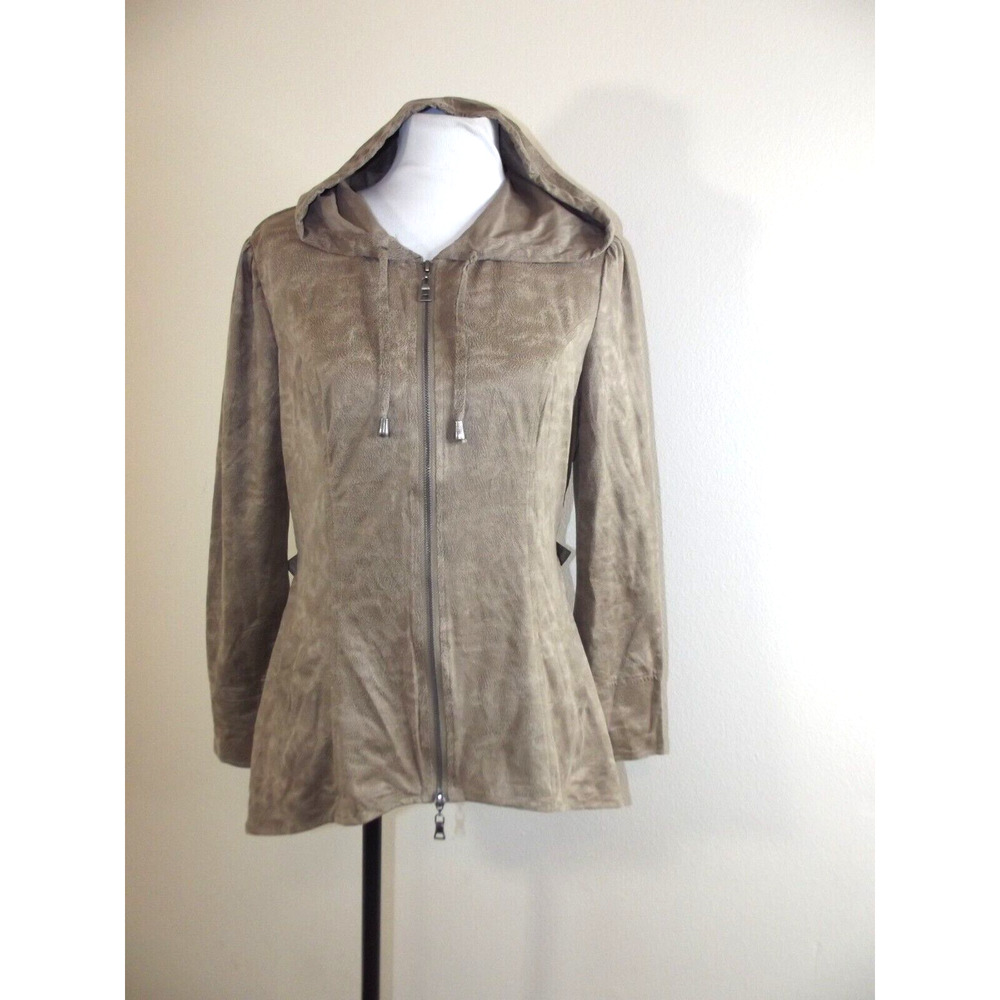 Miilla Womens Hooded Lightweight JACKET - LARGE - Snakeskin Print Full Zip NWT